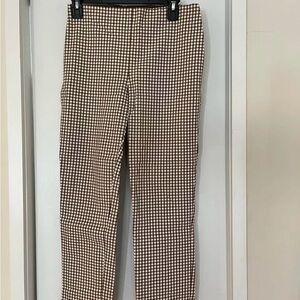 Theory Brown and White Checkered Pants